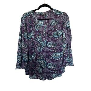 41 Hawthorne Trina Paisley Pleated Blouse, M